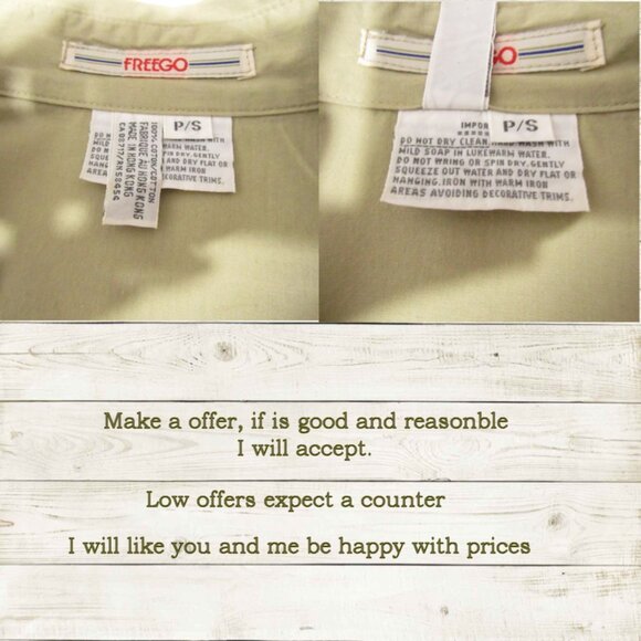 VTG Freego womens batwing long sleeve shirt Size PS khaki color - Picture 9 of 10